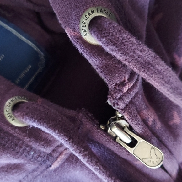 🦅7xHP🦅 Vtg AEO All Over Logo Fleece Full Zip Hoodie - Picture 3 of 14